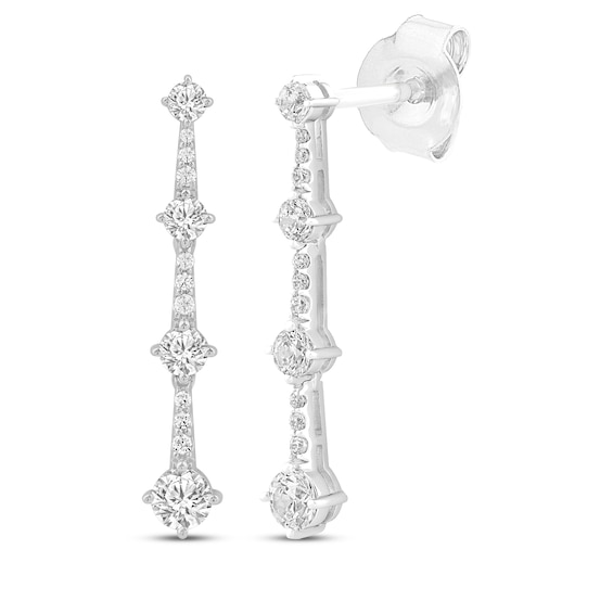 Milestones Lab-Grown Diamond Station Drop Earrings 1 ct tw 10K White Gold