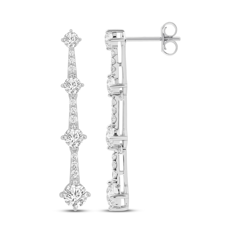 Main Image 3 of Milestones Lab-Grown Diamond Station Drop Earrings 1 ct tw 10K White Gold