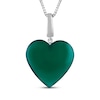 Thumbnail Image 1 of Heart-Shaped Dyed Green Chalcedony Necklace Sterling Silver 18"