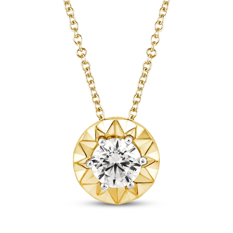 Main Image 1 of Round-Cut Diamond Solitaire Necklace 1/4 ct tw 14K Yellow Gold 18" (I/I2)