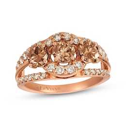 Le Vian Diamond Three-Stone Ring 1-7/8 ct tw 14K Strawberry Gold