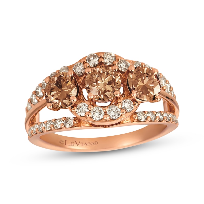 Main Image 1 of Le Vian Diamond Three-Stone Ring 1-7/8 ct tw 14K Strawberry Gold