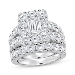 Adore Lab-Grown Diamonds Emerald-Cut Halo Bridal Set 7 ct tw 18K White Gold