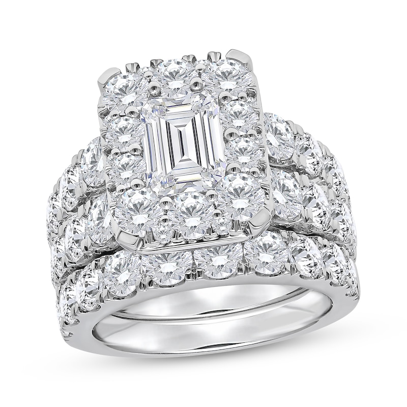 Main Image 1 of Adore Lab-Grown Diamonds Emerald-Cut Halo Bridal Set 7 ct tw 18K White Gold