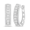 Thumbnail Image 1 of Baguette & Round-Cut Diamond Hoop Earrings 1/2 ct tw 10K White Gold