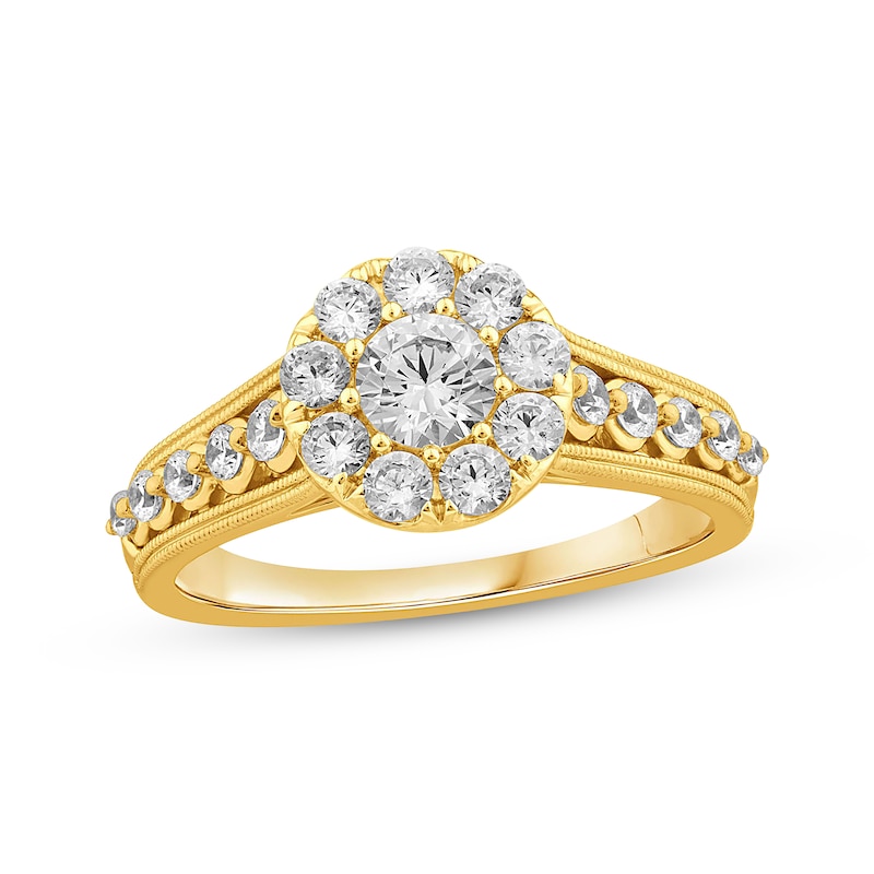 Main Image 2 of Adore Round-Cut Diamond Halo Bridal Set 1-1/4 ct tw 14K Yellow Gold