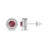 Thumbnail Image 1 of Lab-Created Ruby & White Lab-Created Sapphire Halo Stud Earrings Sterling Silver
