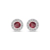 Thumbnail Image 2 of Lab-Created Ruby & White Lab-Created Sapphire Halo Stud Earrings Sterling Silver