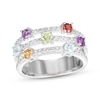 Thumbnail Image 1 of Peridot, Garnet, Citrine, Amethyst, Sky Blue Topaz & White Lab-Created Sapphire Three-Row Ring Sterling Silver
