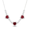 Thumbnail Image 1 of Heart-Shaped Lab-Created Ruby & White Lab-Created Sapphire Necklace Sterling Silver 18"