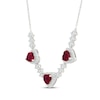 Thumbnail Image 2 of Heart-Shaped Lab-Created Ruby & White Lab-Created Sapphire Necklace Sterling Silver 18"