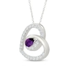Thumbnail Image 2 of Pear-Shaped Amethyst & White Lab-Created Sapphire Swirling Heart Necklace Sterling Silver 18"