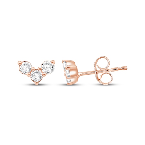 KAY Lab-Grown Diamonds Three-Stone Stud Earrings 1/4 ct tw 14K Rose Gold