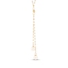 Thumbnail Image 1 of Cultured Pearl Lariat Double Drop Mirror Chain Necklace 10K Yellow Gold 17"