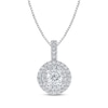 Thumbnail Image 1 of Diamond Double-Halo Necklace 1/2 ct tw 14K White Gold 18"