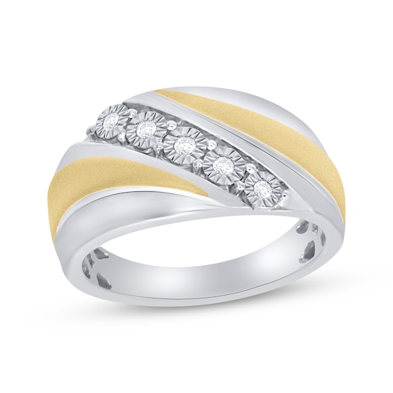 Men's Diamond Ring 1/10 ct tw Sterling Silver & 14K Yellow Gold Plating