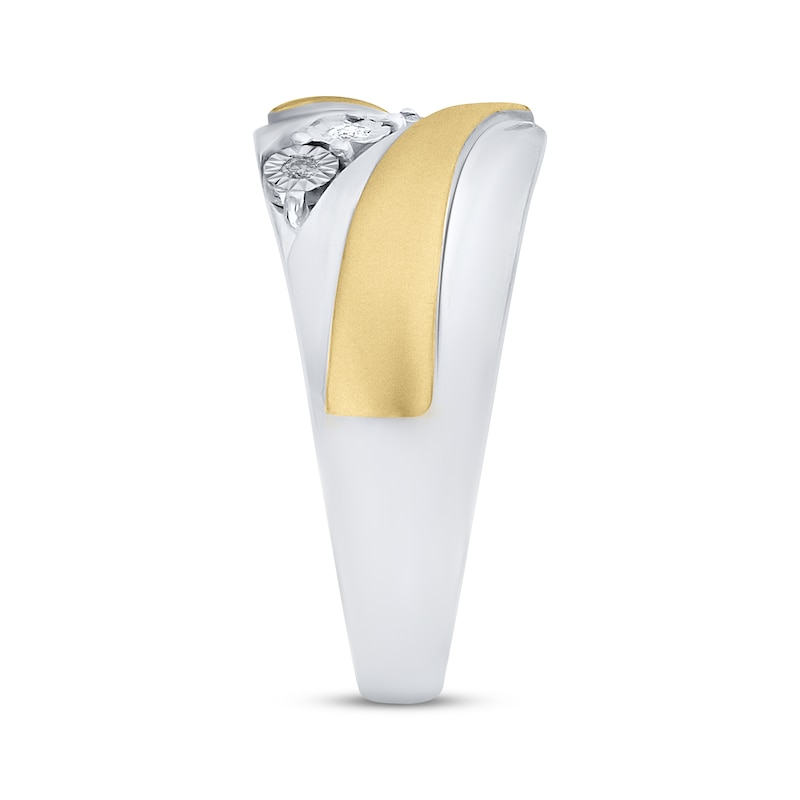 Main Image 2 of Men's Diamond Ring 1/10 ct tw Sterling Silver & 14K Yellow Gold Plating