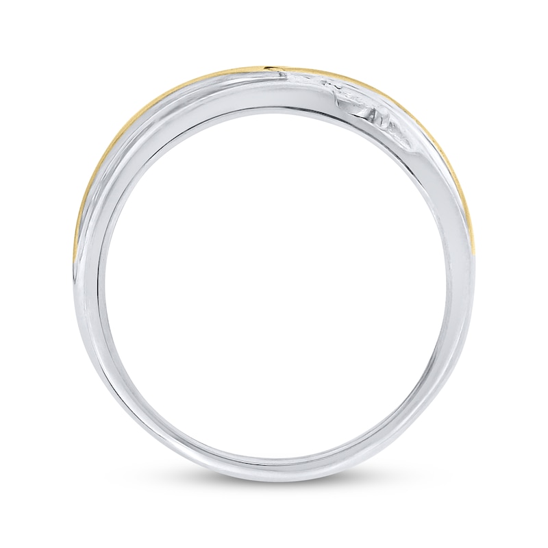 Main Image 3 of Men's Diamond Ring 1/10 ct tw Sterling Silver & 14K Yellow Gold Plating