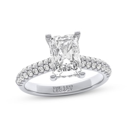 THE LEO Legacy Lab-Grown Diamond Radiant-Cut Hidden Halo Engagement Ring 2-1/2 ct tw 14K White Gold