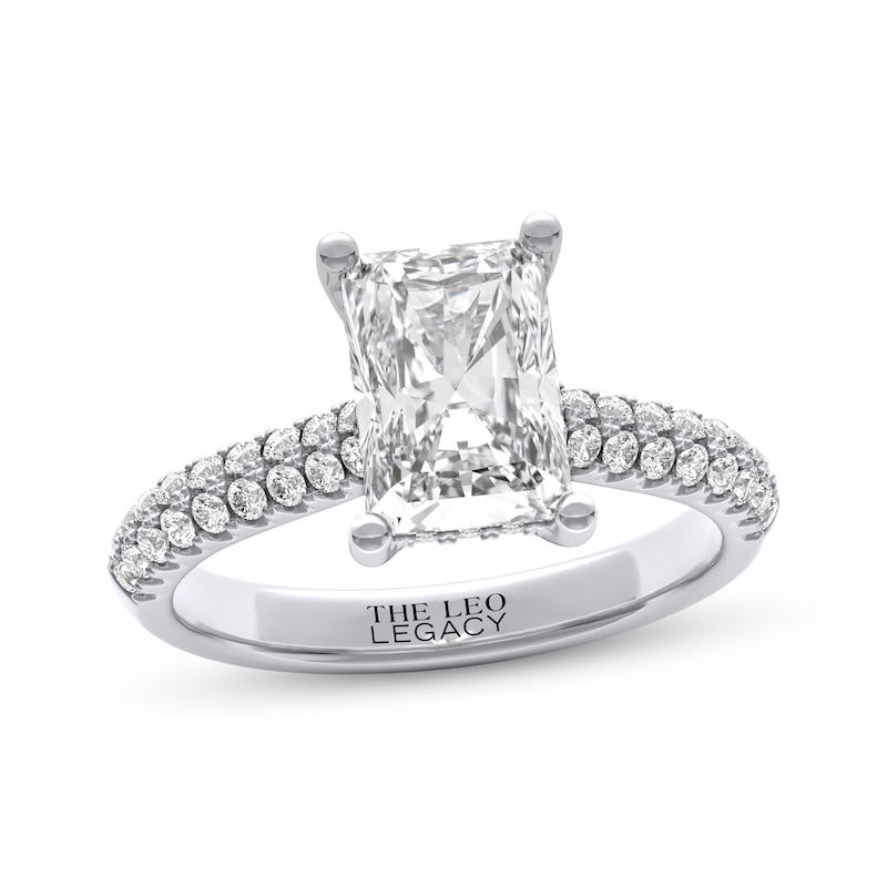 Main Image 1 of THE LEO Legacy Lab-Grown Diamond Radiant-Cut Hidden Halo Engagement Ring 2-1/2 ct tw 14K White Gold