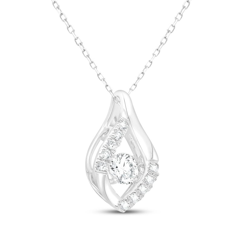 Main Image 2 of Unstoppable Love Lab-Grown Diamond Marquise Frame Necklace 1/3 ct tw 10K White Gold 18"