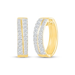 KAY Lab-Grown Diamonds Double-Row Hoop Earrings 1 ct tw 24K Yellow Gold Vermeil Sterling Silver
