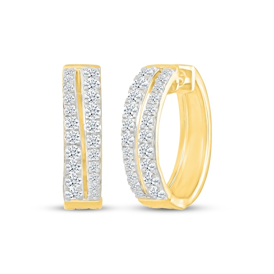 KAY Lab-Grown Diamonds Double-Row Hoop Earrings 1 ct tw 24K Yellow Gold Vermeil Sterling Silver