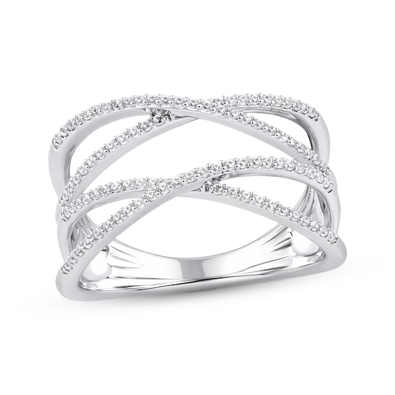 Diamond Double Crossover Fashion Ring 1/3 ct tw Sterling Silver
