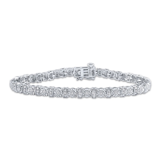 KAY Lab-Grown Diamonds Round & Column Link Bracelet 1/4 ct tw Sterling Silver 7"