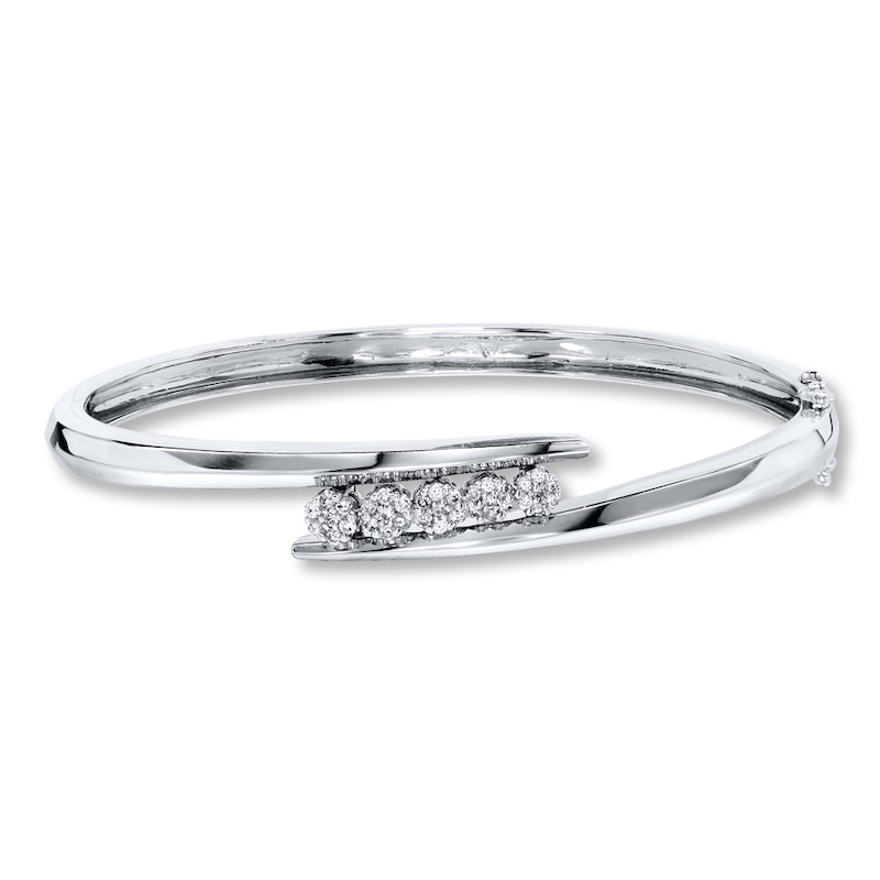 Diamond Bangle Bracelet 1/4 carat tw Round-cut Sterling Silver