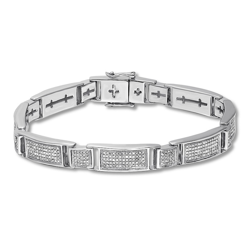Sterling Silver Men's Diamond Bracelet 3.5 ct