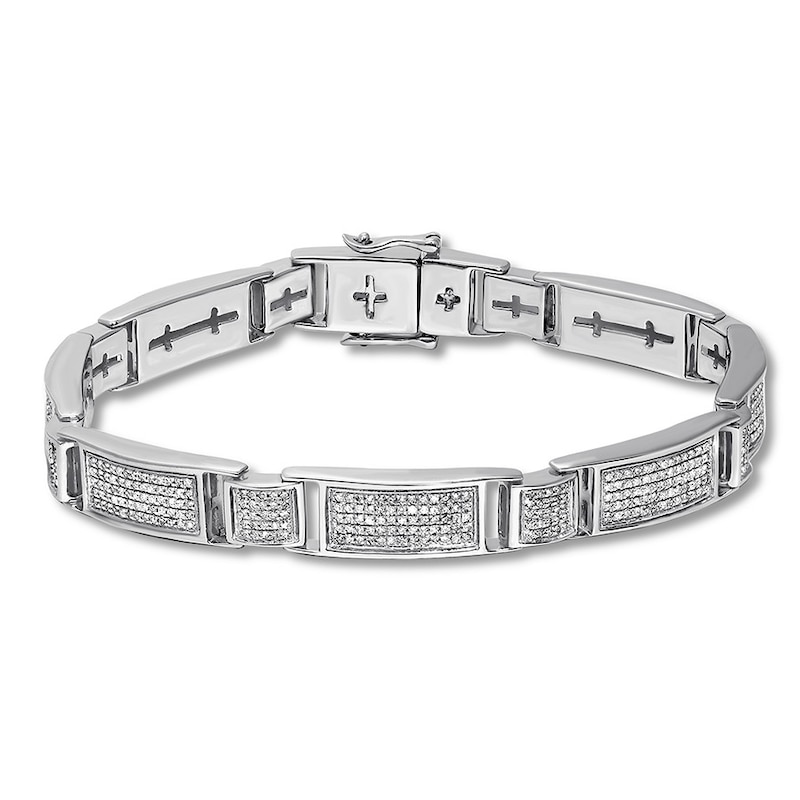 Men's Diamond Bracelet 2 ct tw Round-cut Sterling Silver