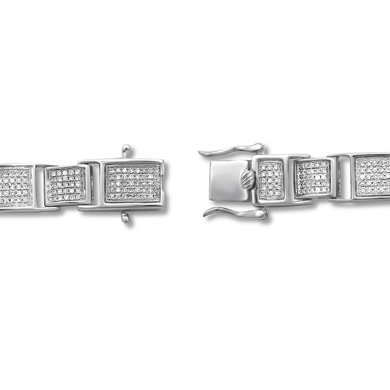 Men's Diamond Bracelet 2 ct tw Round-cut Sterling Silver