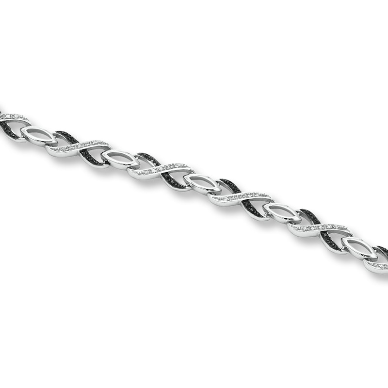 Main Image 1 of Black/White Diamonds 1/5 Carat tw Bracelet Sterling Silver