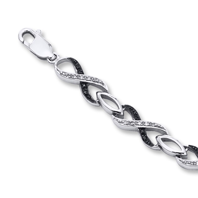 Black/White Diamonds 1/5 Carat tw Bracelet Sterling Silver