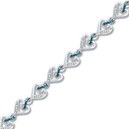 Diamond Infinity Bracelet 1/5 ct tw Blue/White Sterling Silver