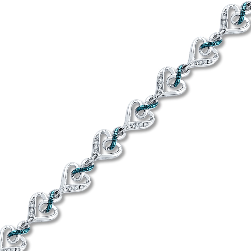 Diamond Infinity Bracelet 1/5 ct tw Blue & White Sterling Silver