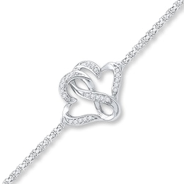 Heart Infinity Bracelet 1/10 ct tw Diamonds Sterling Silver