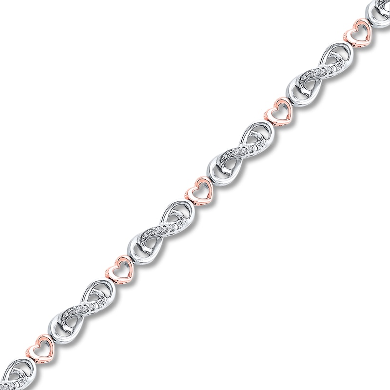 Main Image 1 of Infinity Bracelet 1/8 ct tw Diamonds Sterling Silver & 10K Rose Gold