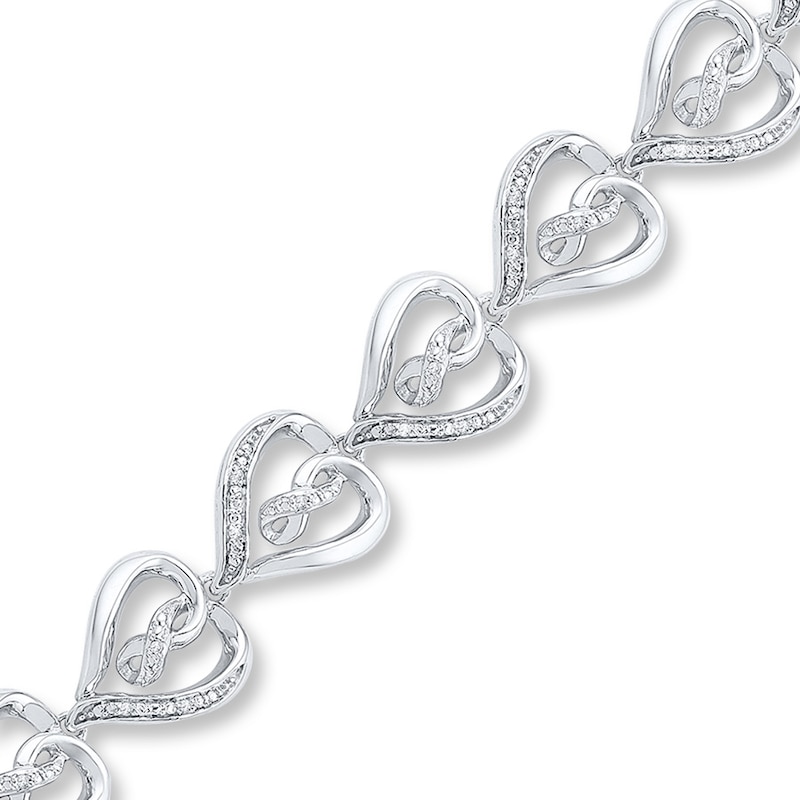 Heart Bracelet 1/8 ct tw Diamonds Sterling Silver