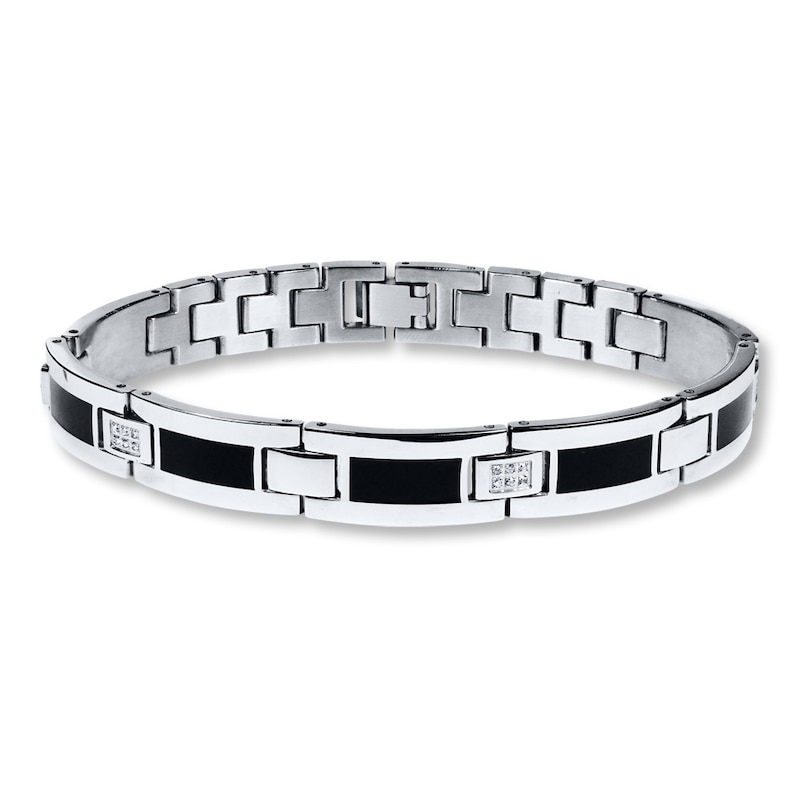 Men's Bracelet 1/10 ct tw Diamonds Stainless Steel