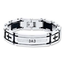 Men's Dad Bracelet 1/10 ct tw Diamonds Stainless Steel