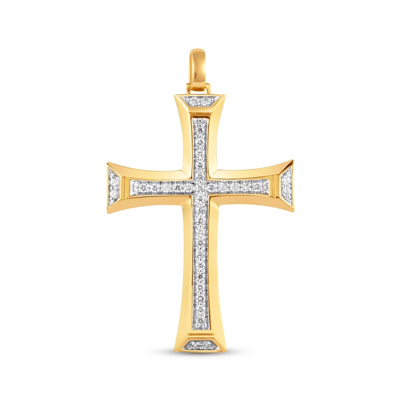 Men's Diamond Cross Pendant 1/2 ct tw Round-cut 10K Yellow Gold