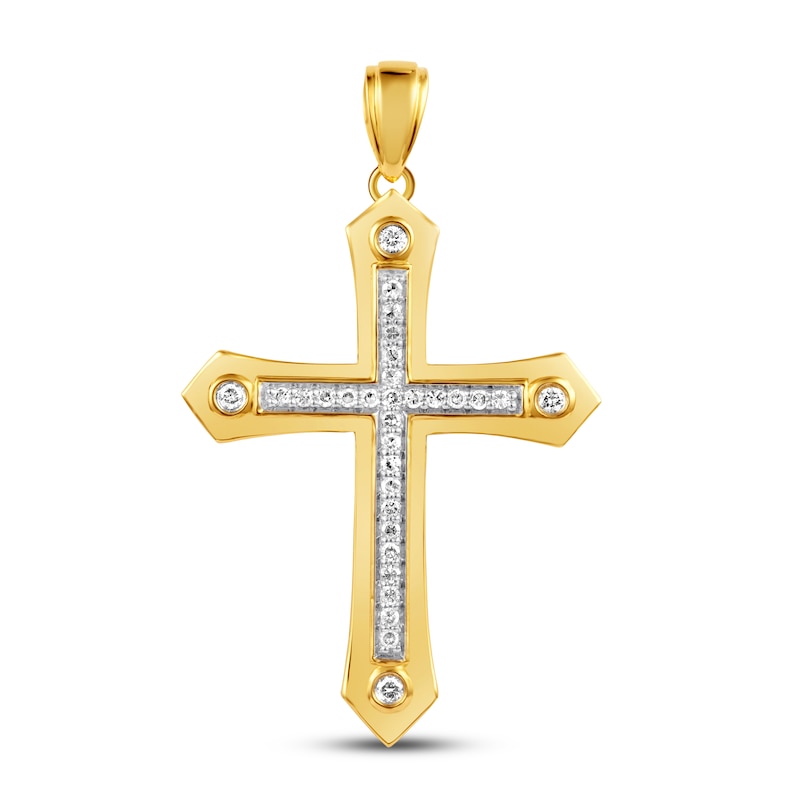 Men's Diamond Cross Pendant 1/5 ct tw Round-cut 10K Yellow Gold