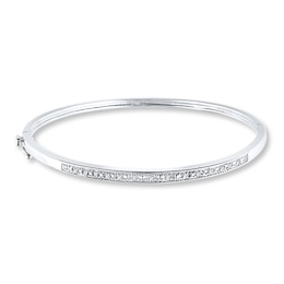 Diamond Bangle Bracelet 1/10 ct tw Round-cut Sterling Silver