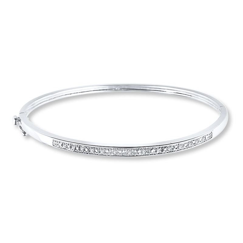 Main Image 1 of Diamond Bangle Bracelet 1/10 ct tw Round-cut Sterling Silver