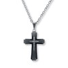 Thumbnail Image 0 of Men's Cross Necklace 1/15 ct tw Black Diamonds Stainless Steel