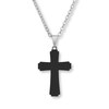 Thumbnail Image 1 of Men's Cross Necklace 1/15 ct tw Black Diamonds Stainless Steel