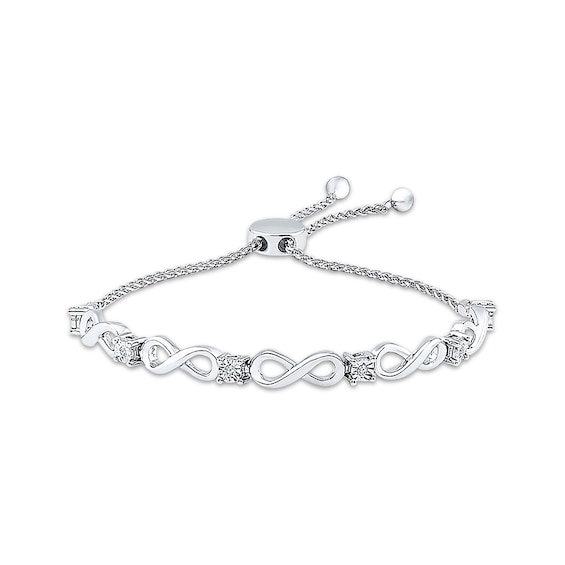 Bolo Bracelet Infinity Symbols Sterling Silver 9.5