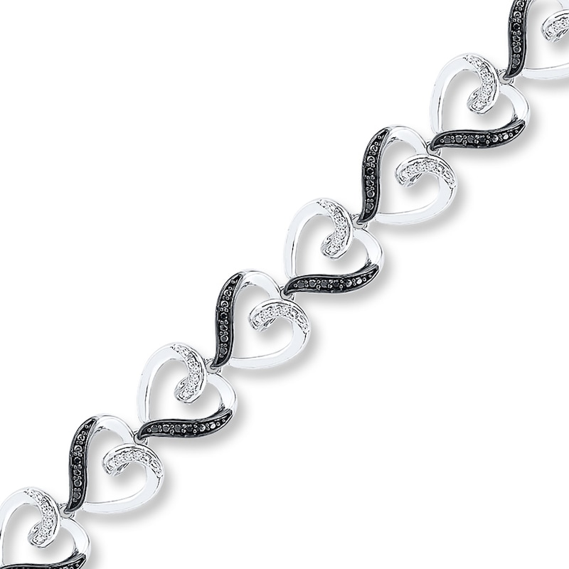 Black White Diamond Heart Bracelet 1 4 Ct Tw Sterling Silver Kay Outlet